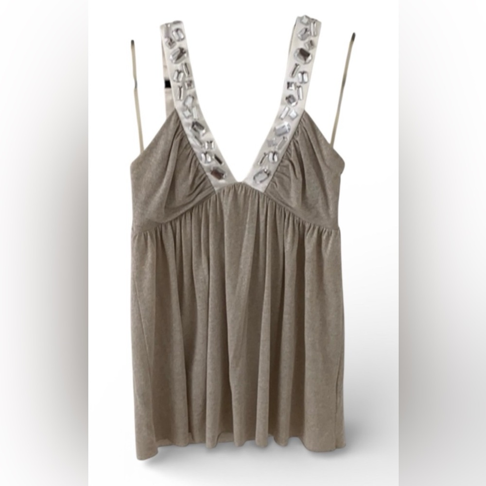 Matty M Jeweled Tank Top with Embellished Straps